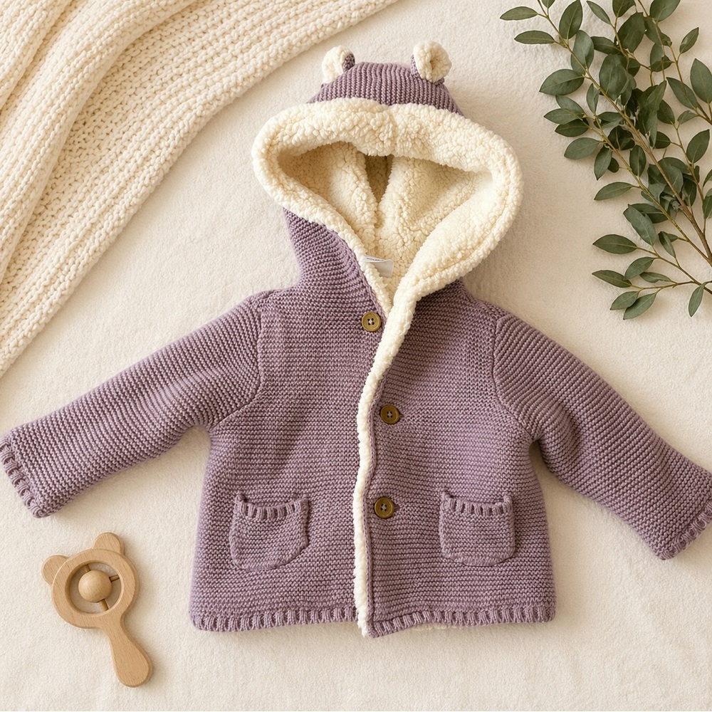 NWT Carter’s 3M Sherpa Lined Bear Ear Jacket Pink Cozy Baby Hoodie